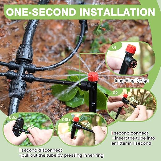 Maotong 240FT Drip Irrigation System Kit New Quick-Connect, Automatic Garden Watering Misting System for Greenhouse, Yard, Lawn, Plant with 1/2 inch Hose 1/4 inch Distribution Tubing and Accessories