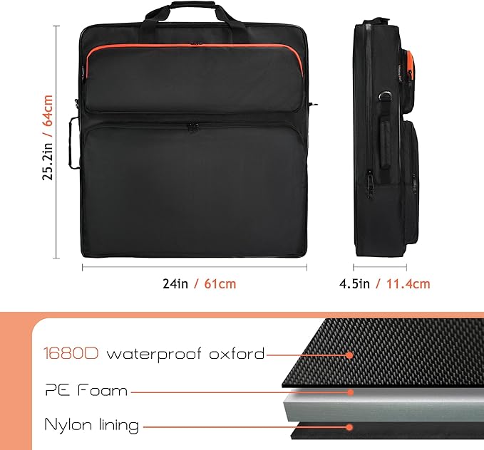 Solar Panel Storage Bag Compatible with 2 Jackery 100W / 200W, Padded Portable Solar Panel Travel Bag Compatible with Jackery SolarSaga (200W | 25.2"×24"×4.5")