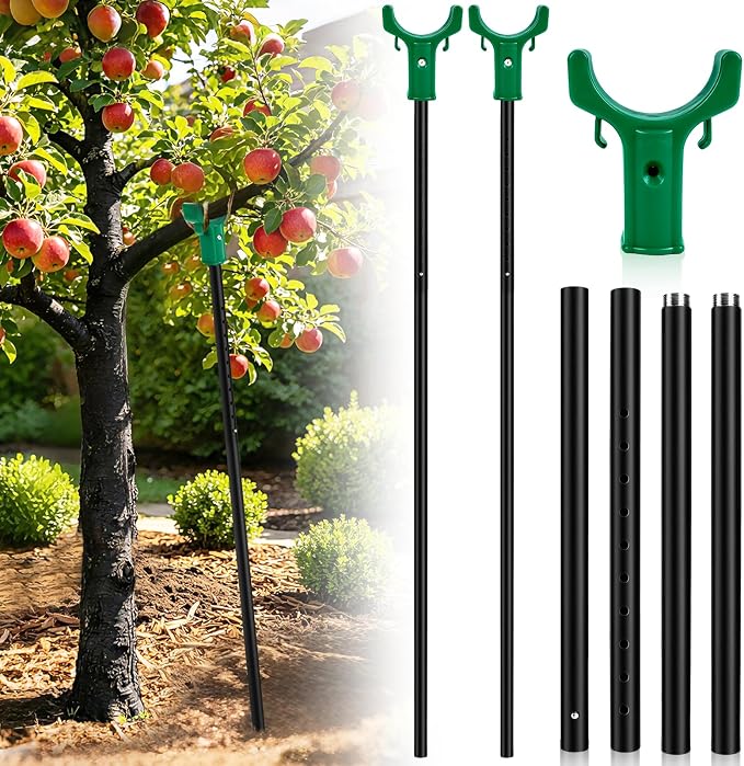 Adjustable Tree Support Pole with Crutch, Heavy Duty Fruit Tree Branch Support to Prevent Breakage, Adjustable 34–74” (2 Pack)