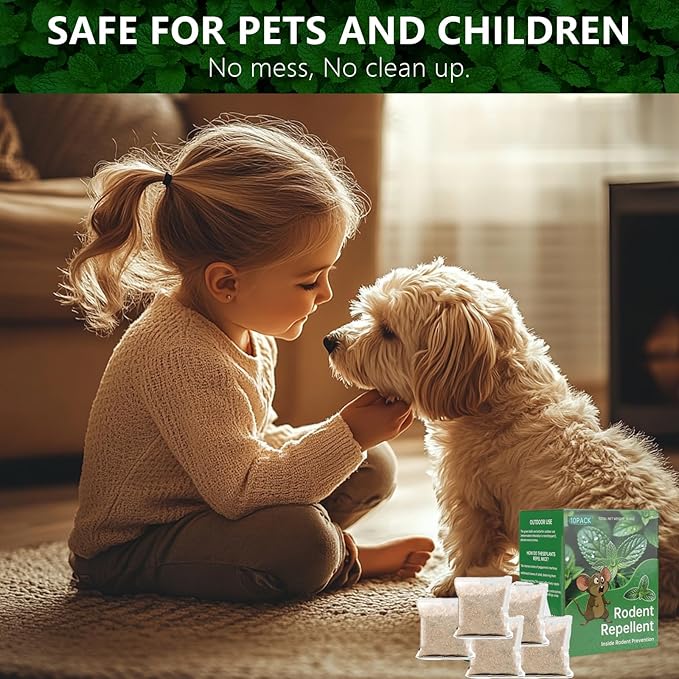 Mouse Rodent Repellent, 20 Pack Peppermint Lemon Oil Mice Repellent for Squirrel Rats Spider Pests, Natural Deterrent for Kitchen, Warehouse, Car, Indoor, Outdoor, Safe for Pets & Family