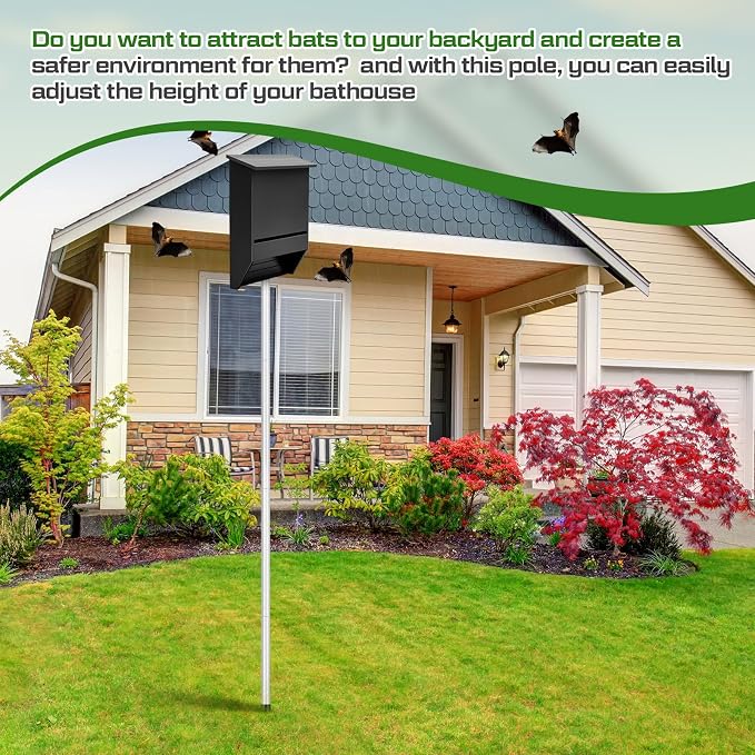 Yaocom 15FT Telescoping Bat House Pole Kit Include Bat House, Ground Socket for Outdoor
