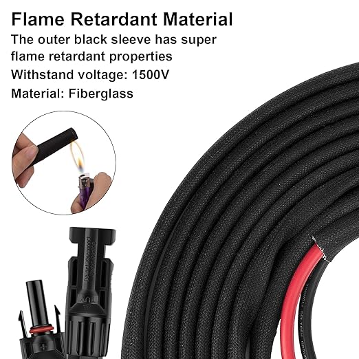 30FT 10AWG Solar Panel Extension Cable with Female and Male Connectors, Solar Extension Cable for Solar Panels, Charge Controllers and Solar Generators (10AWG, 30FT)