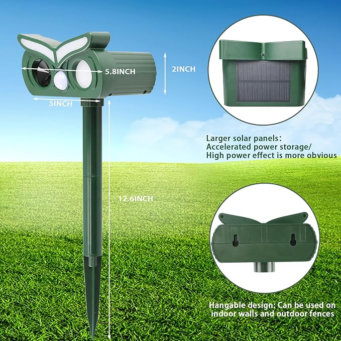 4pack Cat Repellent Outdoor,Solar Ultrasonic Animal Repellent Outdoor Deer Repellent Devices with Motion Detection&Flash Light Squirrel Rabbit Dog Deterrent,Keep Rodent Chipmunk Raccoon Away for Yard