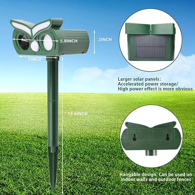 Cat Repellent Outdoor,Solar Ultrasonic Animal Repellent Outdoor Deer Repellent Devices with Motion Detection&Flash Light Squirrel Rabbit Dog Deterrent,Keep Rodent Chipmunk Raccoon Away for Yard (1)