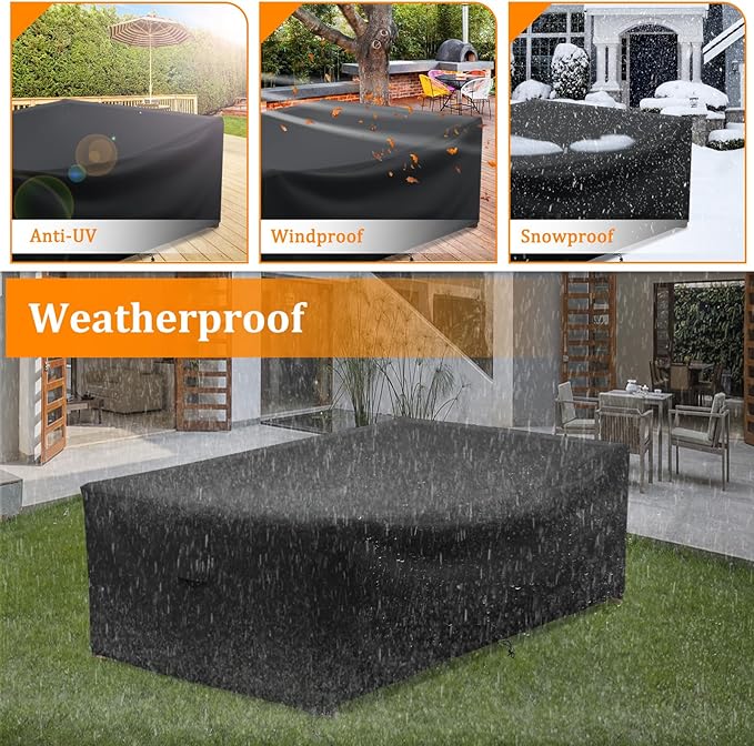 STARTWO Patio Furniture Covers Waterproof for Coffee Table Cover, Heavy Duty Durable Rectangular Outdoor Table Cover Fits up to 48L x 28Wx 13H inches, Black