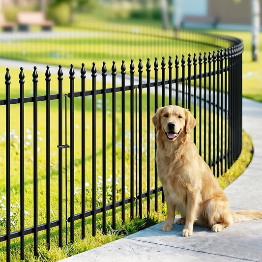 Thealyn Metal Garden Fence 36" H x 28" W, 5 Panels (4 Panels + 1 Gate), Total 11.6 feet, Metal Border Folding Fence, Landscape Fencing Dog Fence Pet Fence for Flower Bed, Yard, Animal Barrier