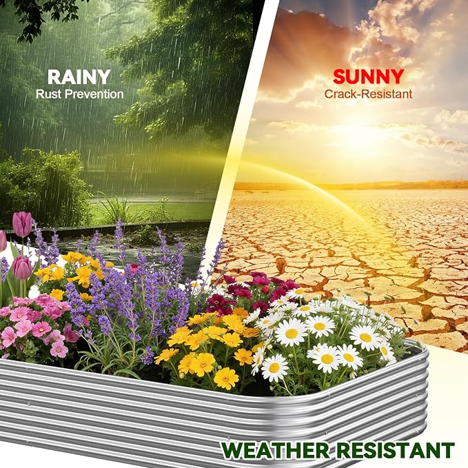 3 Pack 8x4FT Corrugated Galvanized Steel Raised Garden Bed Outdoor, Metal Above Ground Garden Bed for Vegetables and Flowers, Raised Beds for Gardening