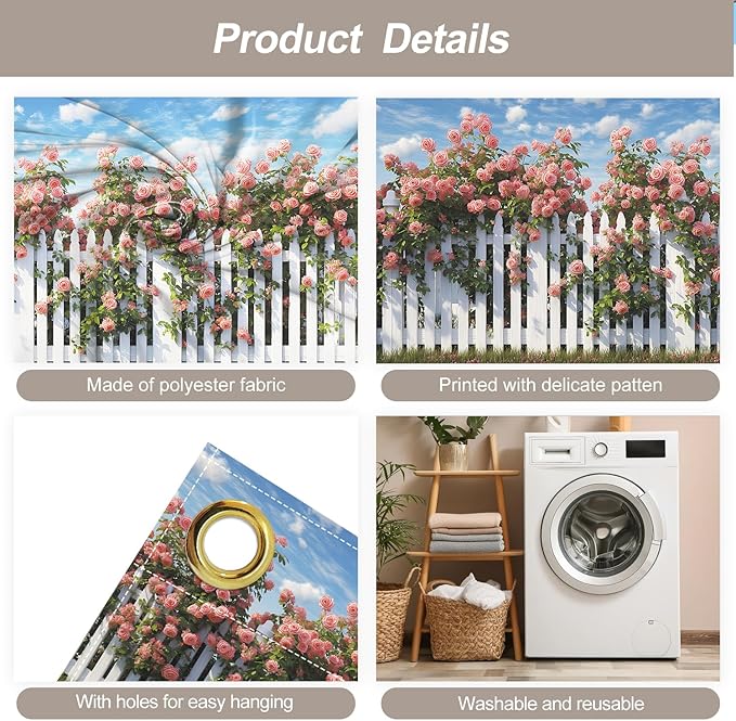6 * 13FT Summer Rose Garage Door Cover Decorations Rose Garage Door Banner for Outdoor Indoor Summer Party Photography Backdrop