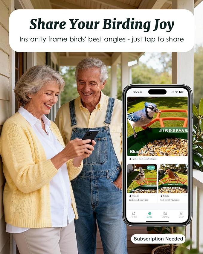 Bird Feeder with Camera Solar Powered, 2K Live Arrival Alert Auto Capture Video with 32GB TF Card, AI Identify Smart Camera Bird Feeder Ourdoor Backyard Gift for Mom Dad Birdlover, 2.4G WiFi
