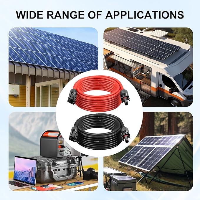 Solar Panel Extension Cable - 10AWG 75FT Solar Wire with Female & Male Waterproof Connector PV Wire for RV, Photovoltaic Systems, Home, Boat, Solar Panels, Car(75 feet Red + 75 feet Black)