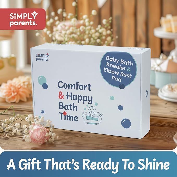 Baby Bath Kneeler and Elbow Rest Pad Set - Quick-Dry, Non-Slip Kneeling Pad for Bathing Toddler, Toy Organizer Pockets, Gift Box, Accessories for Tub, Green