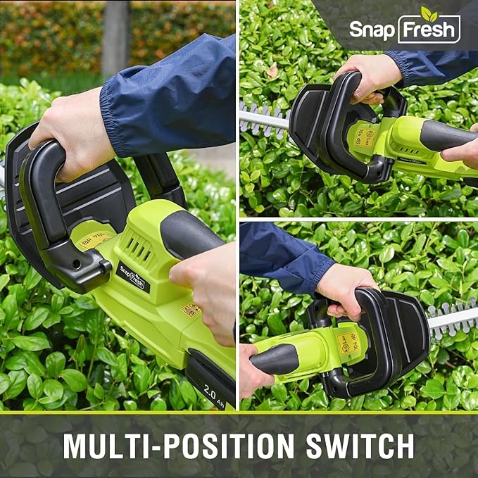 SnapFresh 20V Cordless Hedge Trimmer - 22" Dual-Action Blade,Electric Bush Trimmer,2.0Ah Battery & Fast Charger Included