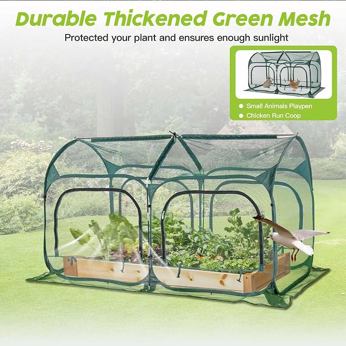 Poray Large 5.3x2.6FT Plant Netting Cover, Pop up Tunnel Crop Cage Gardening Net,Pest Guard Cover for Vegetables &Fruits,Durable Gardening Net for Plant and Animal