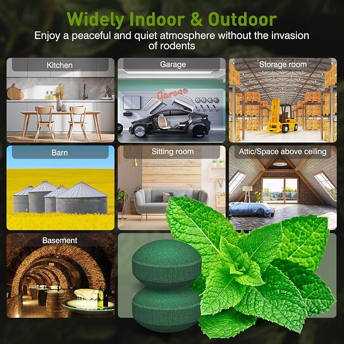 Squirrel Repellent, Peppermint Oil, 24 Pack, Green | For Outdoor, Garden & Indoor Use, Rodent, Mice, Squirrel, Rat Repeller, For Car Engines, 2026 New