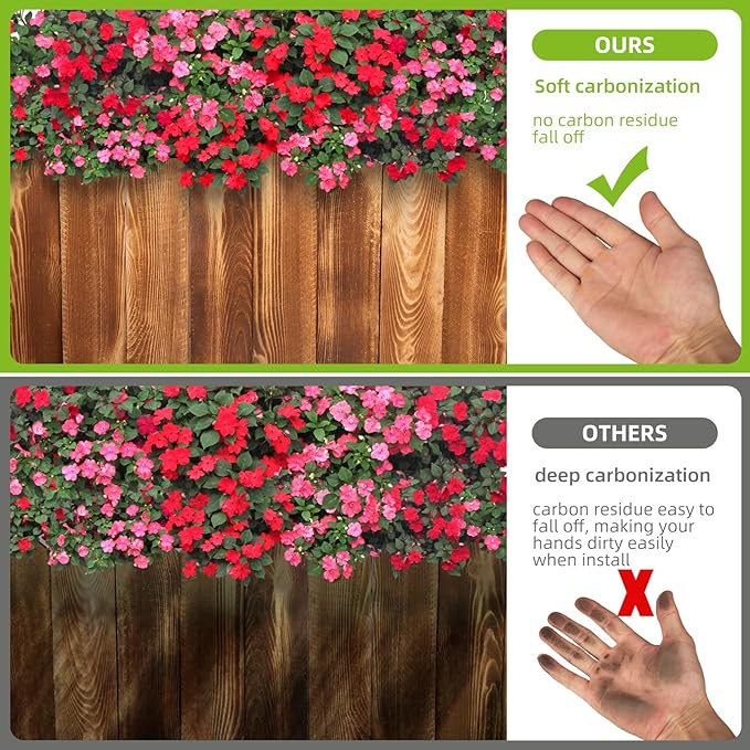 LINSHRY Wood Garden Fence, 8in (H) x 8ft (L) Wood Garden Edging Decorative Landscape Edging Border, Outdoor Fence for Yard Tree Flower Bed Edging Borders(Brown)