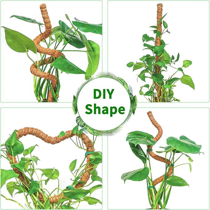 3 Pack Moss Pole, 47-Inch Moss Poles for Plants Monstera,Bendable Plant Support Stakes for Climbing Plants Indoor, Garden Trellis Plant Stick for Potted Plants, Pothos Philodendron