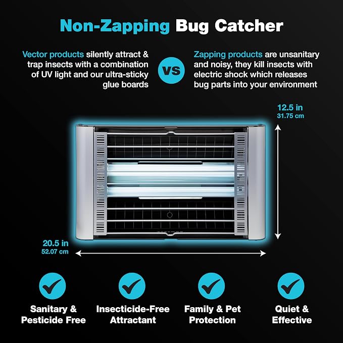 Catchmaster Vector Plasma Grilled Wall-Mounted UV Fly Light Trap - 3,100 sq. ft. Catch Zone, Fly Trap for Dining Rooms & Commercial Kitchens and Fresh & Dry Food Storage, UV Lamp Flying Insect Killer