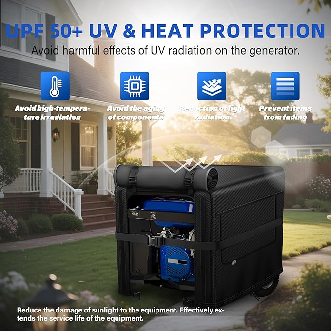 Generator Covers, 900D Heavy Duty Waterproof Fabric. 32L×24W×24H Inch Outdoor Generator Covers, with Windproof Strap Buckles. Fits most 5000-10000 watt Generators, Black.