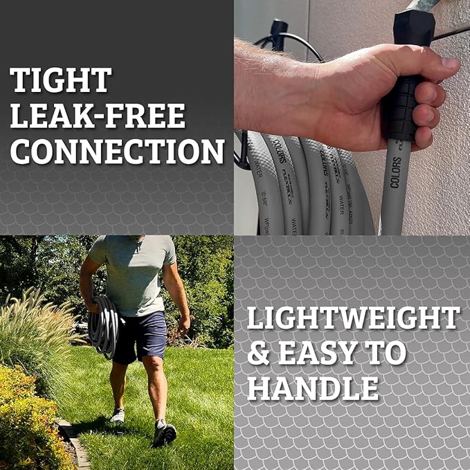 Flexzilla Colors SwivelGrip Garden Hose 5/8 in. x 50 ft., Lightweight All-Weather Water Hose, Durable and Flexible, Leak-Free Connections, Slate Grey