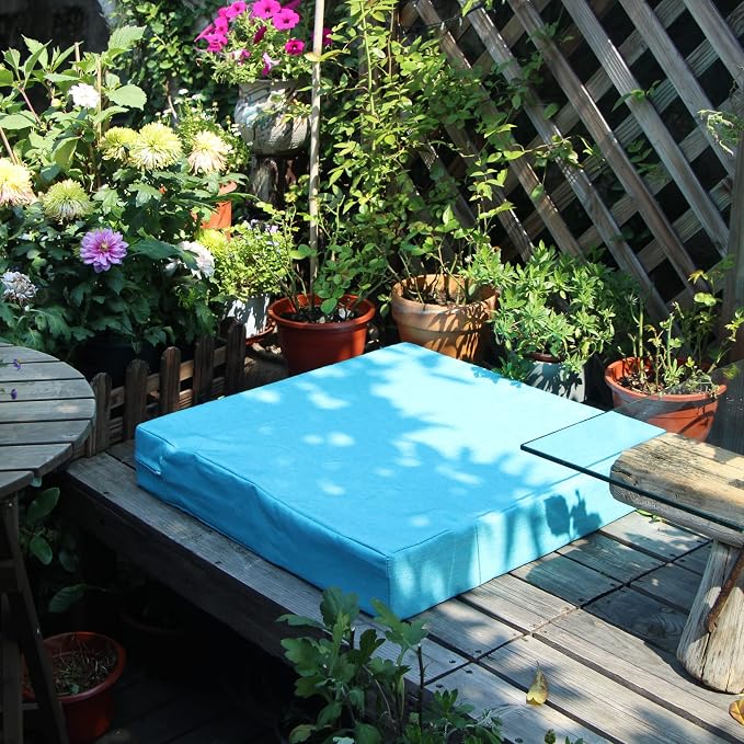 Patio Seat Cushion Covers,Washable Slip Covers Replacement,Waterproof Outdoor Furniture Chair Cushion Pillow Seat Cover for Couch,Garden,Sofa,Aqua,24"×24"×4"(4 Covers Only)