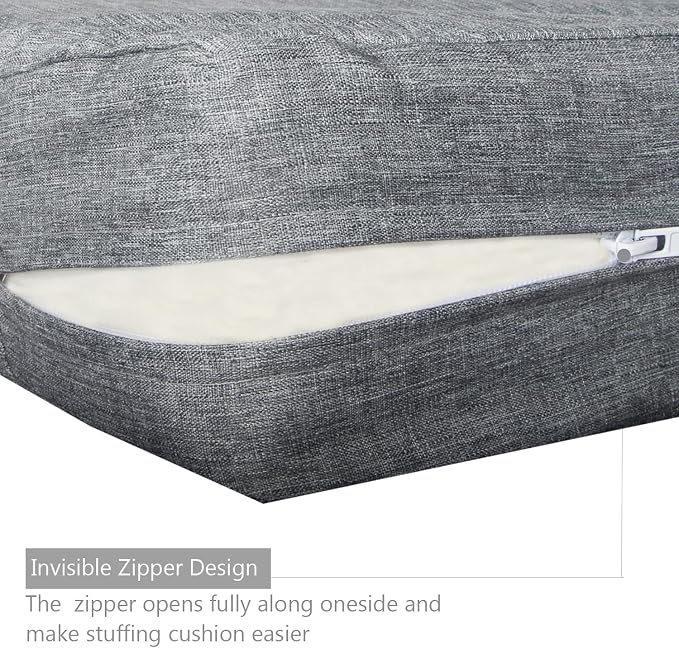 Patio Seat Cushion Covers,Washable Slip Covers Replacement,Waterproof Outdoor Furniture Chair Cushion Pillow Seat Cover for Couch,Garden,Sofa,Gray,22"×20"×4"(4 Covers Only)