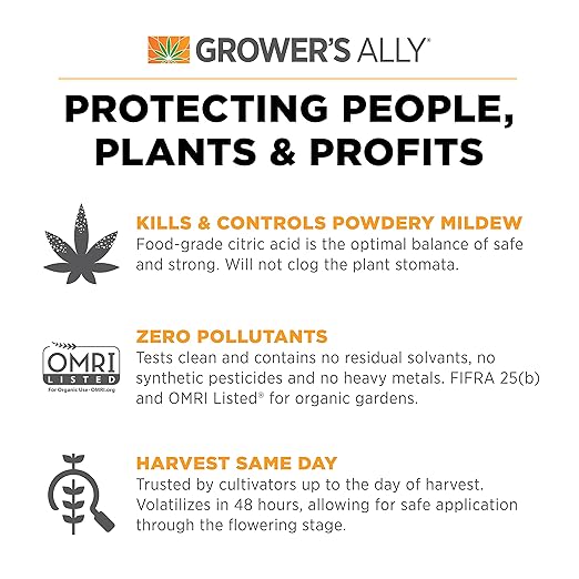 Grower's Ally Fungicide for Plants Concentrate - Indoor Outdoor Plant Fungicide Treatment Control for Powdery Mildew, Alternaria Blight, Rot, Fungus - Trusted by Cultivators - 8 Oz, Makes 5 Gallons