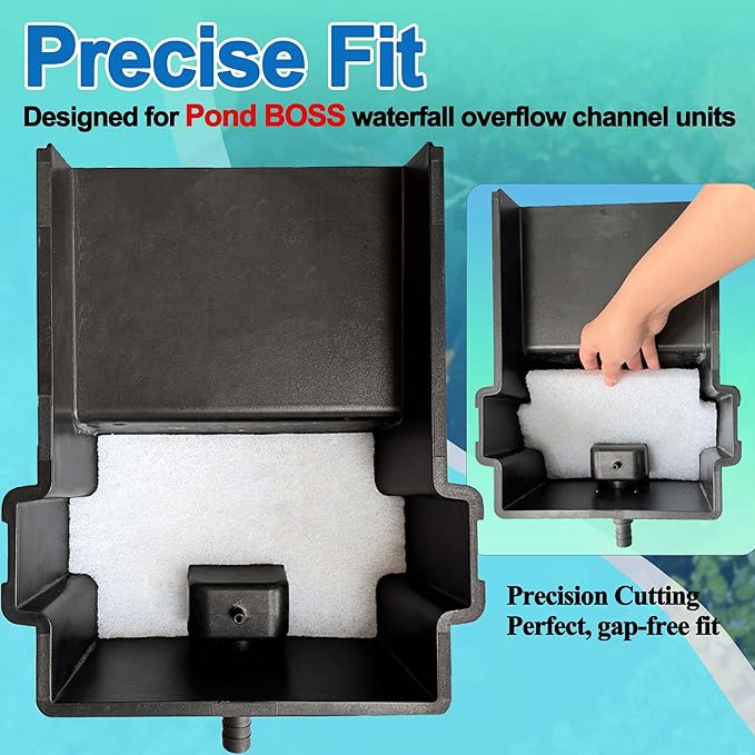 18PCS Upgraded Pond Waterfall Spillway Filter Media, 9* Pond Filter Pads + 500g Ceramic Rings+8 Bracket, Fish Filtration Durable Foam Mat for 8-Inch Waterfall Box