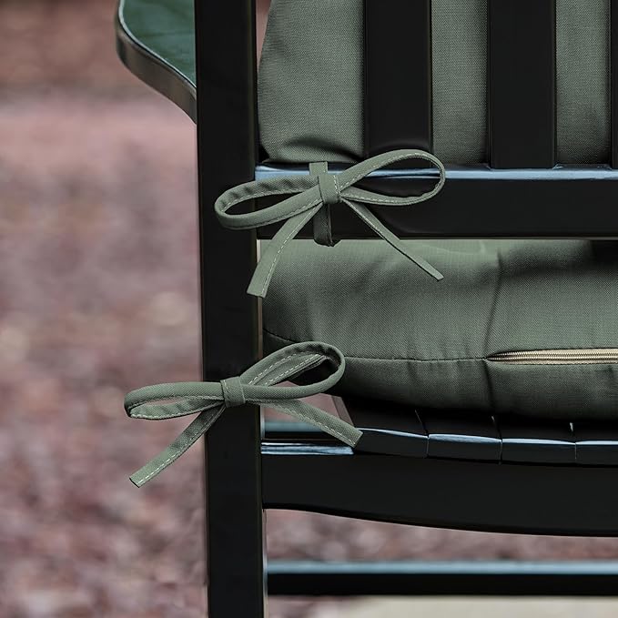 Arden earthFIBER Indoor/Outdoor Plush Rocking Chair Cushion Set, 20 x 18, Water Repellent, Fade Resistant, Tufted Cushion for Rocking Chairs Sage Green Texture