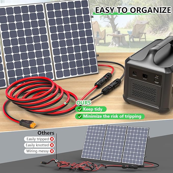 Vansdon Solar to XT60i Extension Cable 12AWG 50FT XT60i Female to Male Connector for RV Foldable Solar Panel, Portable Power Station, Solar Generator
