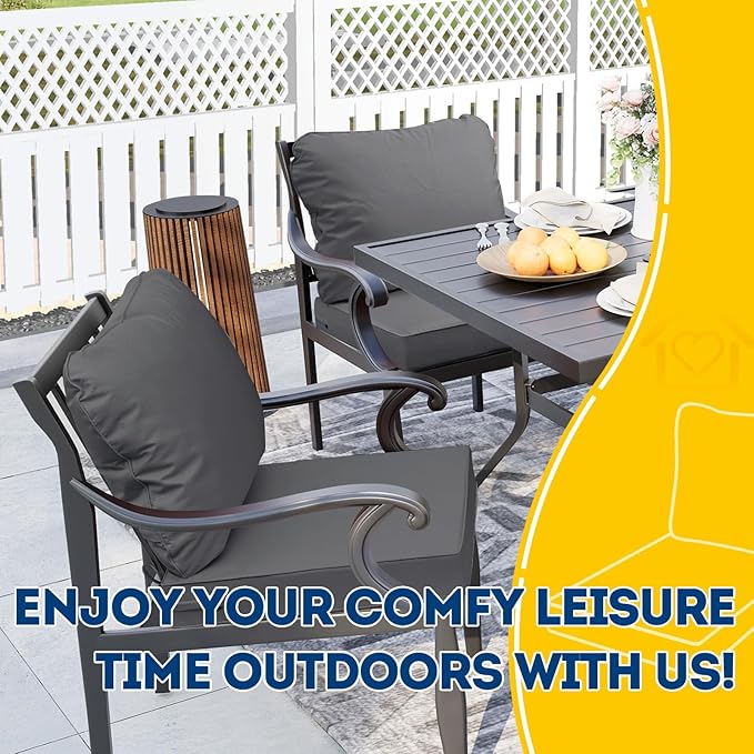 AAAAAcessories Outdoor Seat Cushions for Chairs, Fade-Resistant, Waterproof Patio Furniture Replacement Cushions, 21" x 21" x 3" + 21" x 17", Dark Gray