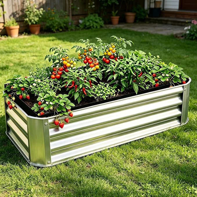 2 Sets Raised Garden Bed Liner Bag, 4 x 2 x 1 ft Breathable Grow Bed Fabric Liners with Clips Gloves, Garden Grow Bed Bag Grow Planter Bags Plant Bed for Planting Vegetables Flowers and Herbs