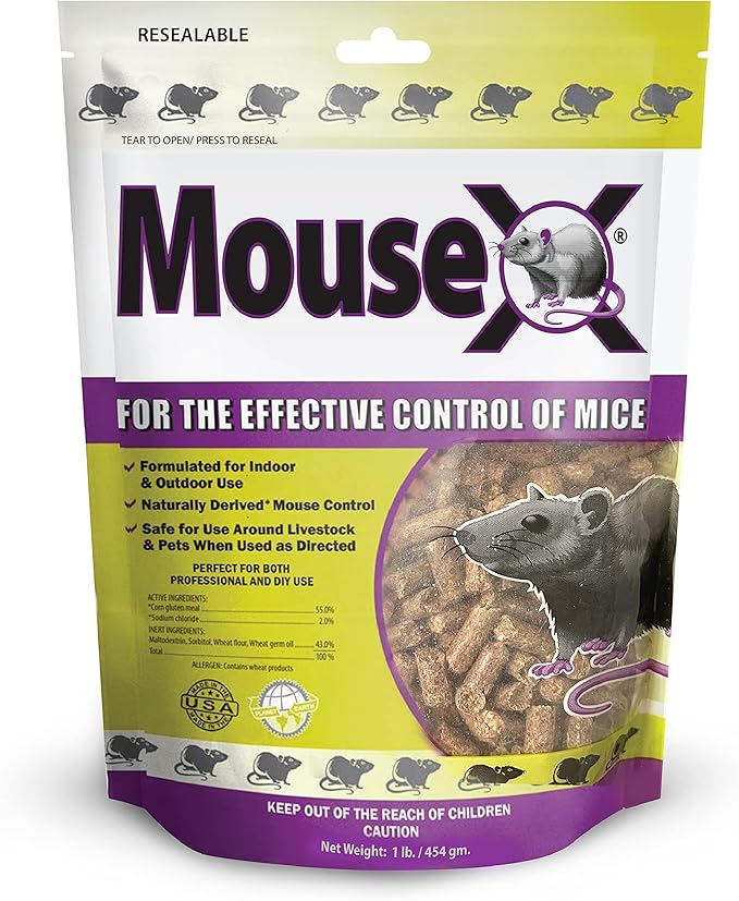MouseX 1lb Bag, All-Natural Poison Free, Effective Against All Species of Rats and Mice - EcoClear Products