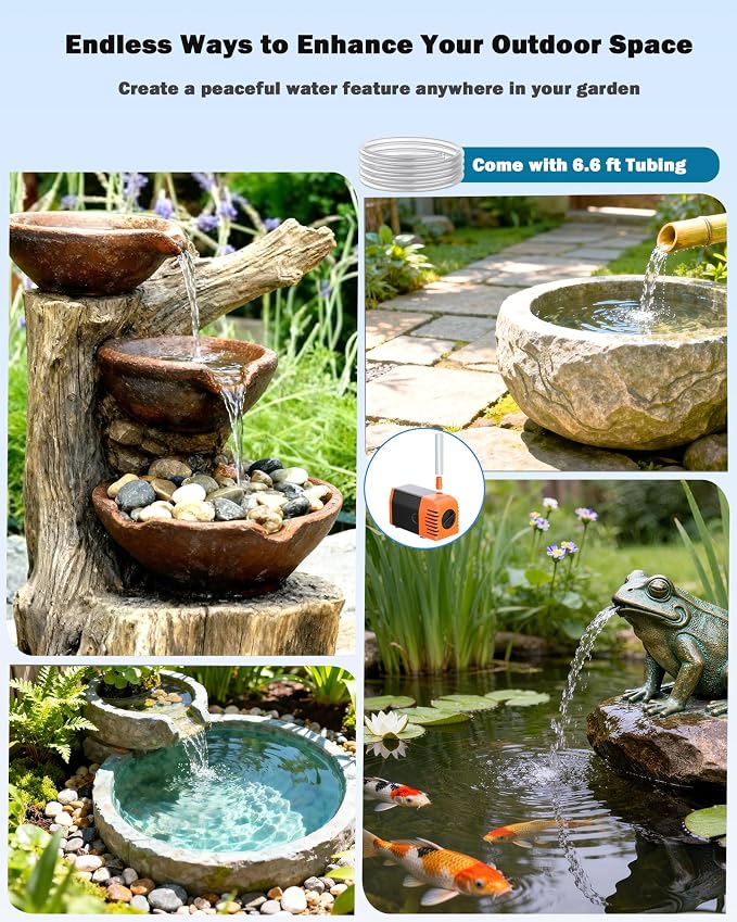 Antfraer Solar Pond Pump, 25W Solar Fountain Pump with 340GPH Flow Adjustable, Solar Water Pump with 6.6FT Tubing & 16.5FT Cord for Garden Ponds, Fish Tanks Waterfalls & DIY Fountain Water Features