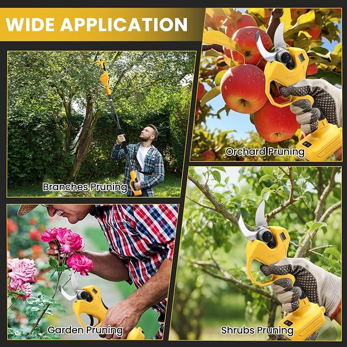 2-in-1 Pole Pruner & Cordless Electric Pruning Shears for Dewalt 20V Battery, 14Ft Reach, 1.2" Cutting Diameter, Brushless Motor with LCD Display, for Tree Trimming Branch Cutter (No Battery)