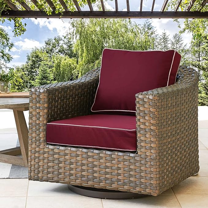 Porch Shield Patio Chair Seat Cushion Covers Set 4 Waterproof Fade Resistant Outdoor Cushion Slipcovers 24 x 24 x 4 inch, Burgundy