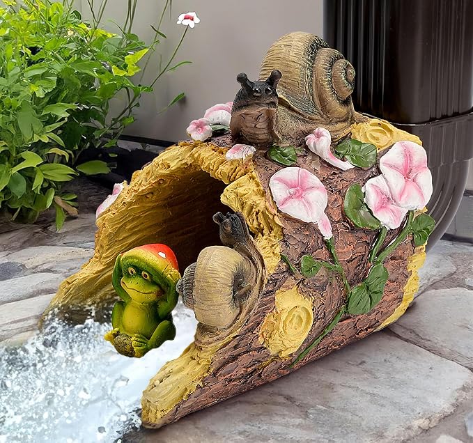 Teaeeno Frog Gutter Downspout Extension Decorations, 3''x4'' Downspout Extender Diverter Splash Block Sculpture Outdoor Decor, Animal Resin Statue Ornaments, for Garden, Lawn, Yard (Snail)