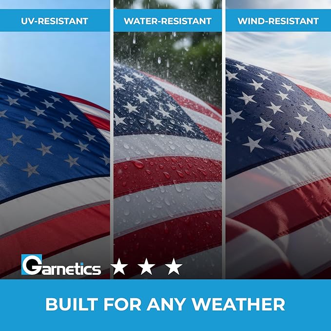 American Flags for Outside 5X8 American Flag 100% Made in USA-not imported -Heavy Duty Flags Outdoor with Embroidered Stars and Sewn Stripes 5x8 US Flag for High Wind- All Weather Flags-FMAA Certified