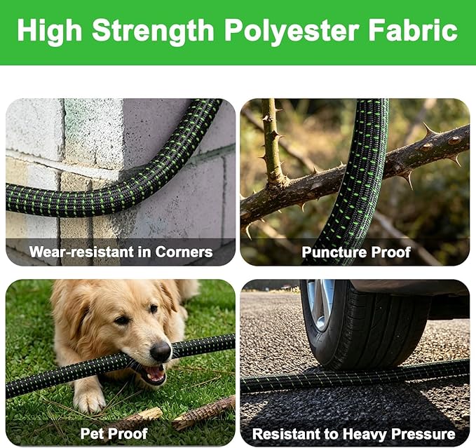 Garden Hose, 50Ft Ultra Flexible Water Hose, with 10 Function Sprayer,Ultra-Lightweight,Leak-Proof,Non-Slip Swivel Handles, Non-Expand,Non-Kink Hoses for Yard, Lawn,Outdoor (GreenBlack,50Ft)