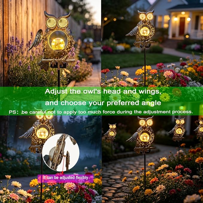 Solar Owl Light-Outdoor Waterproof Owl Solar Light with Flickering and Steady Dual Modes,LED Dynamic Eyes Solar Garden Light,Suitable for Yard,Lawn,and Pathway Landscaping,Gift for Owl Lovers