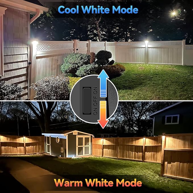 Bridika Solar Fence Lights - Warm White & White, Outdoor Wall & Step Lights, Waterproof for Backyard, Wall, Patio, Deck Railing, Stair (1 Pack)