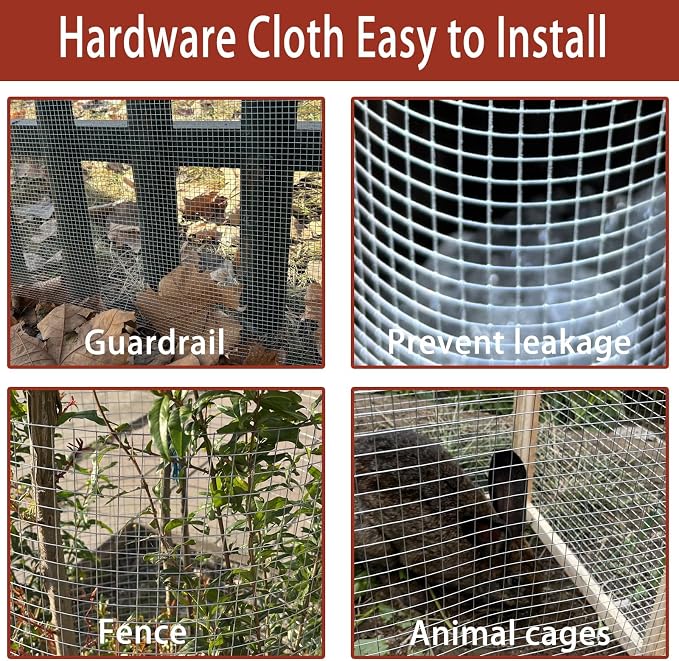 Galvanized Hardware Cloth 1/4" 23 Gauge - 24" x 35ft Welded Wire Mesh (Hot-Dip Galvanized After Welding) - Heavy Duty Chicken Wire for Garden Fencing, Vegetable Protection, Animal Cages, DIY Projects