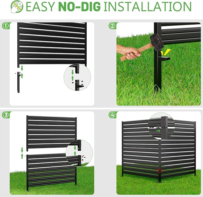 2 Panels No-Dig Metal Privacy Fence Screen, 42" H × 38" W Outdoor Air Conditioner Fence, Rustproof AC Unit Cover to Hide Trash Bins, Pool Equipment Enclosure, Decorative Garden, Patio & Backyard