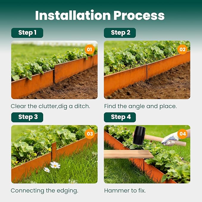 Corten Steel Landscape Edging Steel Landscaping Edging Metal Garden Edging Lawn Edge Border Rust Patina 40 Inch Strips 6 Inch Depth Hammer-in for Outdoor Yard Lawn Flower Plant 6 pcs