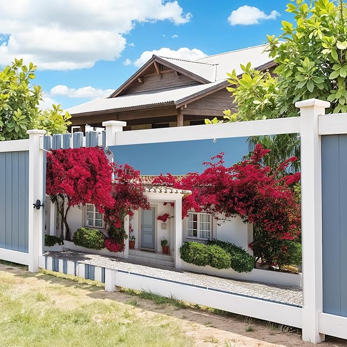 7 * 16FT Summer Garage Door Cover Decorations Sunset Palm Trees Garage Door Banner for Outdoor Indoor Summer Party Photography Backdrop (red, 6 * 13 ft)