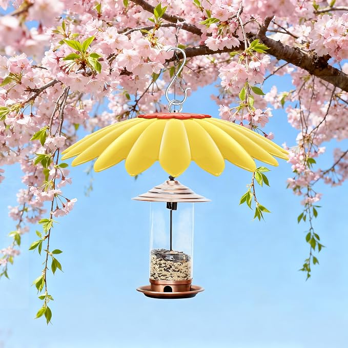 10.5 inch Bird Feeder Rain Guard,Hummingbird Feeder Shade Dome Cover,Umbrella Cover for Bird House for Outdoor,Squirrel Baffle,5 Pack(LightGreen,Green,Yellow,Orange,Red)