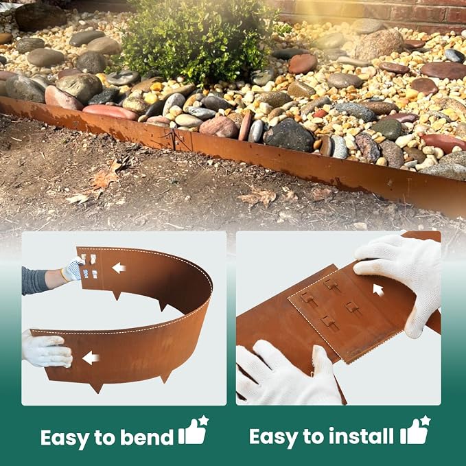 Corten Steel Landscape Edging Metal Garden Edging 10" H x 40" L Steel Landscape Edging Garden Landscaping Border Rusted Edge for Lawn Yard Outdoor Plant 6 pcs by GZGNEEVL