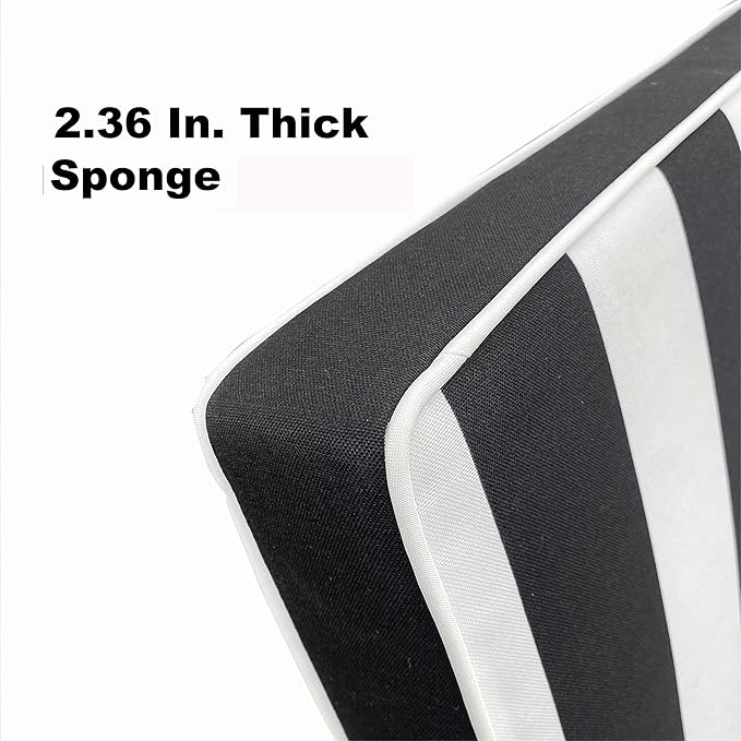 Only choice Outdoor Lounge Chair Cushion Patio Chaise Lounge Replacement Cushions Funiture Seat Cushions Chair Pads (Black+White Stripes-1 pc)