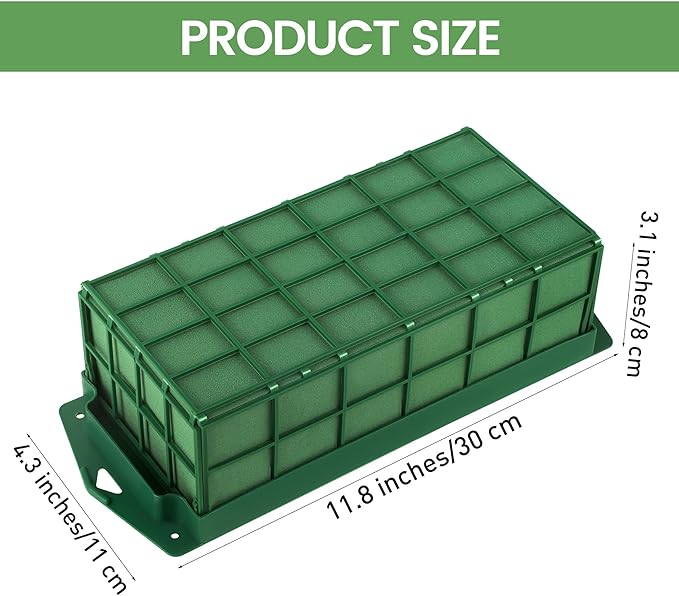 Hahood 32 Packs Floral Foam Cage Rectangle Flower Cage Holders with Floral Foam Flower Arrangement Supplies for Fresh Flowers, Home Wedding Decorations, 11.8 x 4.3 x 3.1 Inches