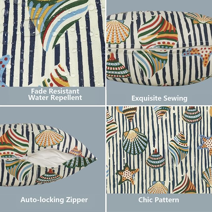 LVTXIII 2 Pack Outdoor Pillow Covers ONLY 18x18 Inch, Water-Repellent Square Decorative Cushion Covers for Patio Furniture, Garden, Sofa, Cabana Shells