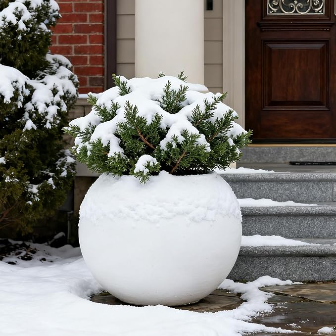 Large Round Planter,Planters for Indoor Plants & Outdoor,Durable Plastic Material Sphere Planter with Drainage Hole & Rubber Plug Weather Resistant,Plant Pot